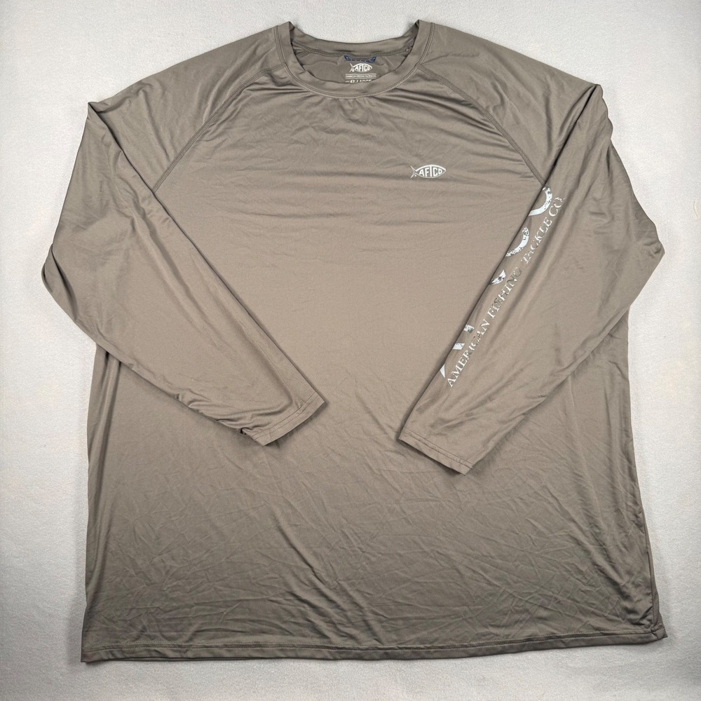 AFTCO Mens 4XL Gray Long Sleeve Fishing Shirt Performance Outdoor Angler Tee
